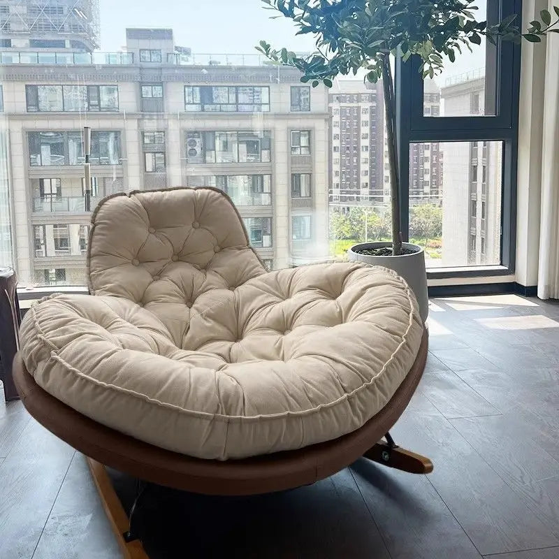 Recliner Comfortable Thickened Wood Penguin Rocking Chair Living Room Bedroom Balcony Home Leisure Lazy Sofa Style for Single