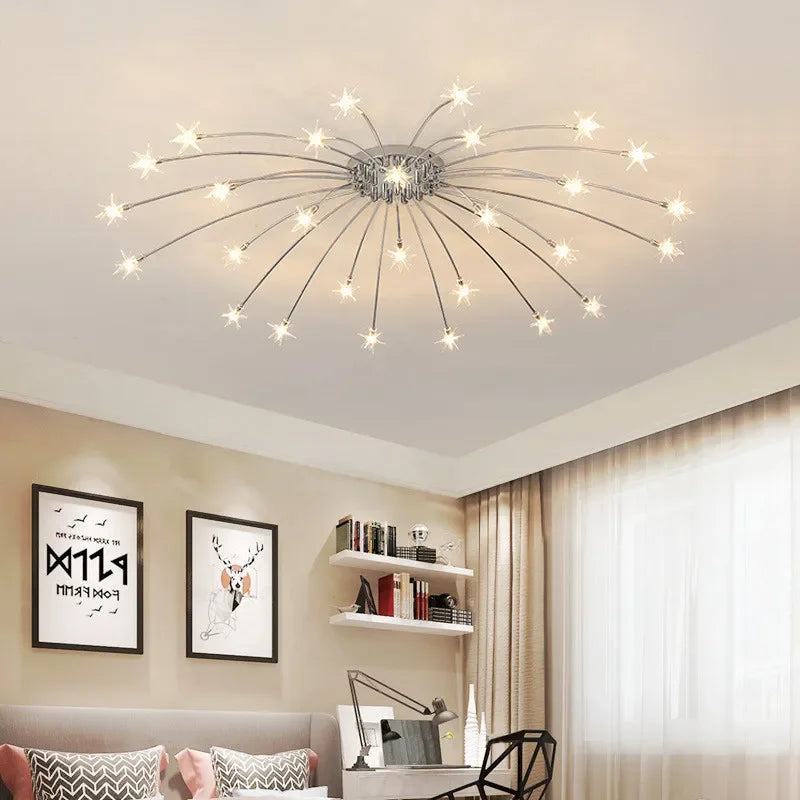 Nordic Star Sky LED Ceiling Light Luxury Crystal Living Room Ceiling Chandelier Lustre Home Decoration Bedroom Dining Room Lamp
