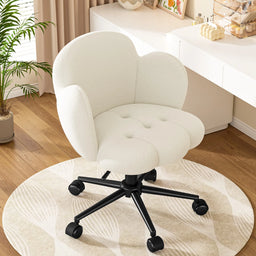 Petal Vanity Chair with Wheels, Height Adjustable Upholstered Home Office Chair, Computer Task Chair for Study Makeup Relaxation