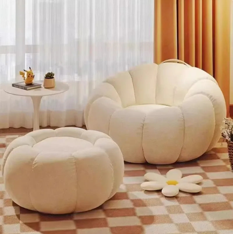 Lazy Sofa Chair Balcony Leisure Sleep Sofa Living Room Modern Easy Chair Small Sofa with Stool Bedroom Furniture