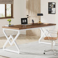 63" Large Industrial Executive Desk with Extra Thickened Tabletop & Metal Frame, Heavy-Duty Home Office Desk