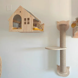 Cat Wall Shelves Climbing Systems Large Cat Furniture Shelf Set Wall Hanging Mounted Hammock Sisal Scratching Perch Bed Ladder