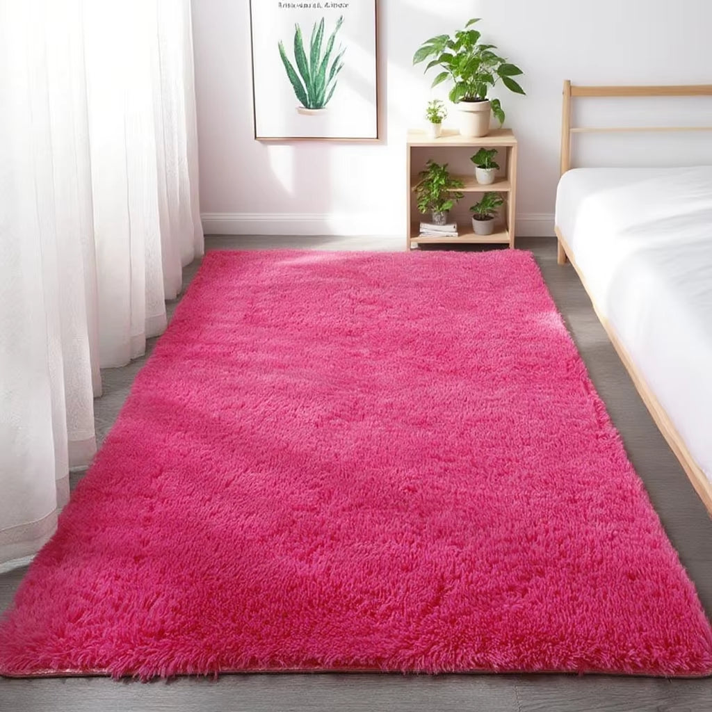 Shaggy Area Gray Rug for Living Room Super Soft Long Pile Bedroom Carpet Non-Slip Children'S Home Decor Fluffy Bedside Floor Mat