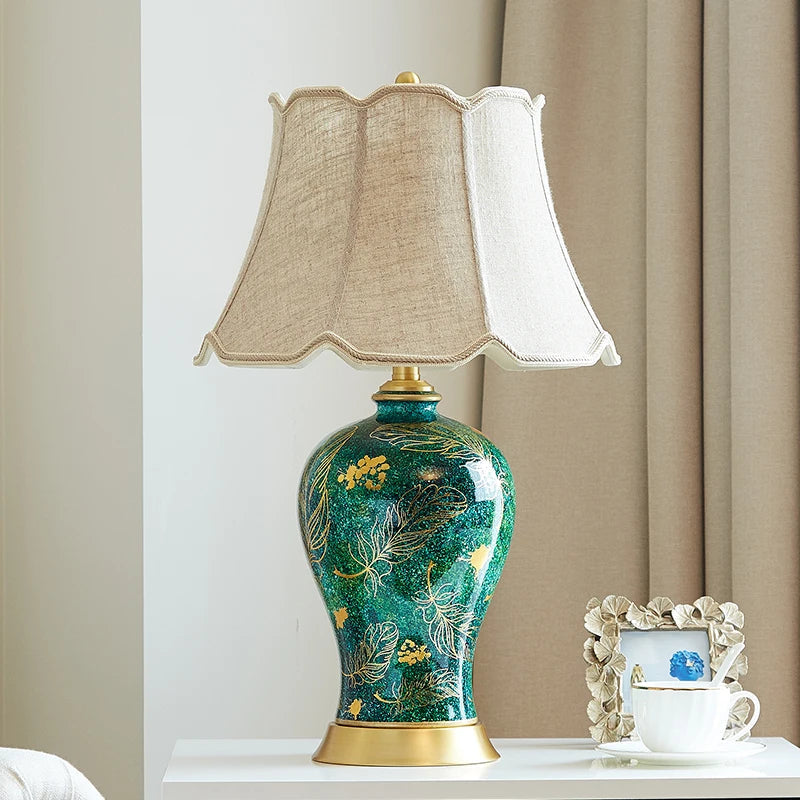 Retro Green Ceramic Table Lamp