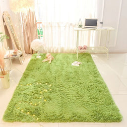 Fluffy Soft Green Living Room Room Carpet Large Furry Area Rugs Kids Mat Children Shaggy Bedroom Rug for Nursery Carpet