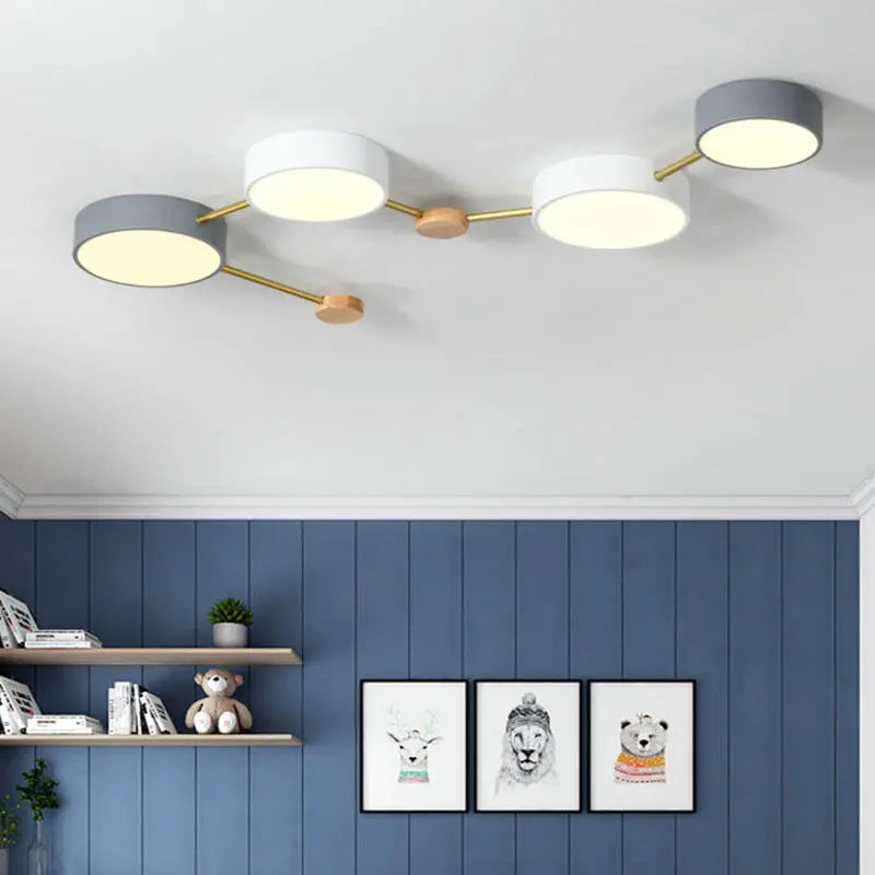 Nordic Wood LED Kids Room Ceiling Light
