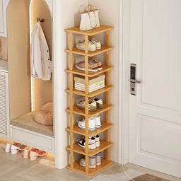 Vertical Shoe Rack - Tall Narrow Shoe Rack Organizer for Small Spaces, Bamboo Shelf for Entryway, Closet, Corner, Doorway