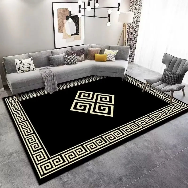 Marble Large Carpet for Living Room 160X230 Black Light Luxury Decoration Study Area Rug Washable Y2K Bedroom Home Mats Non-Slip